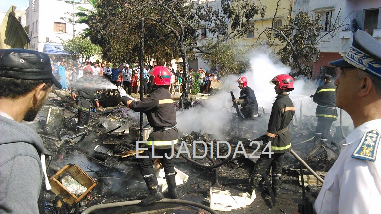 عاجل : حريق مهول بجوطية لالة زهرة بالجديدة 